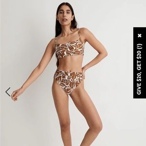 MADEWELL Brand NEW - Small - High-Rise Crossover Bikini Bottom in Abstract Flora